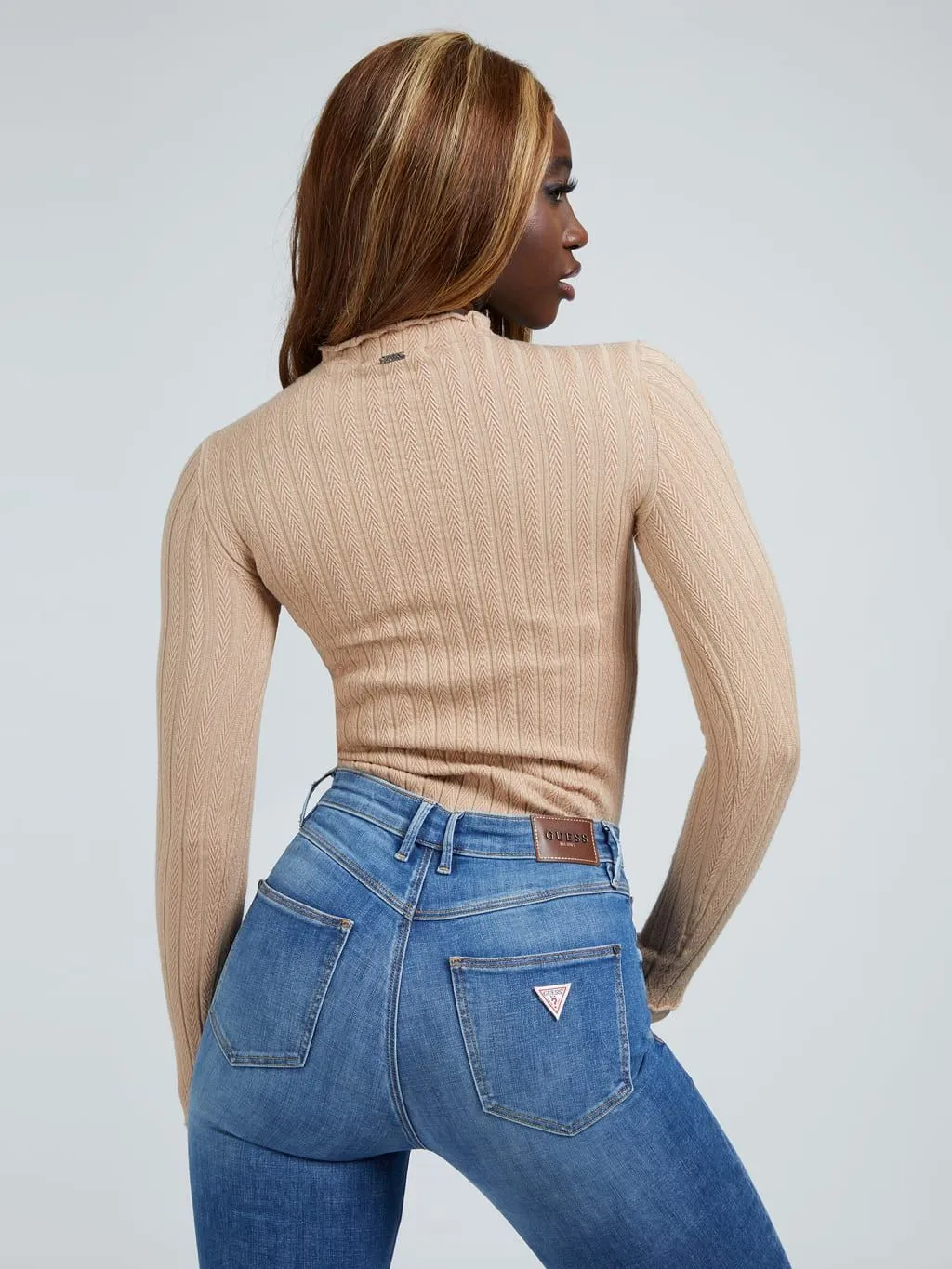 Maglia misto viscosa collo alto guess