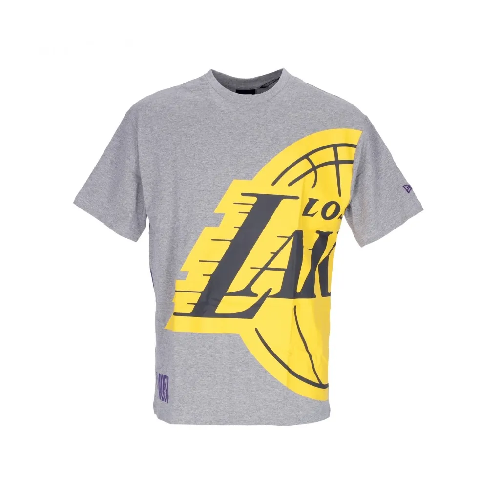 maglietta uomo nba half logo oversized tee loslak HEATHER GREY/BLACK