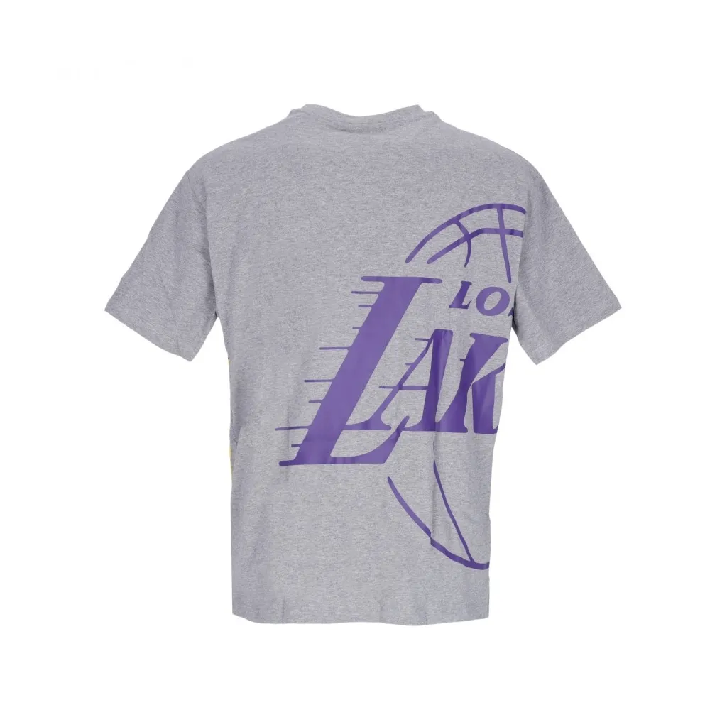 maglietta uomo nba half logo oversized tee loslak HEATHER GREY/BLACK