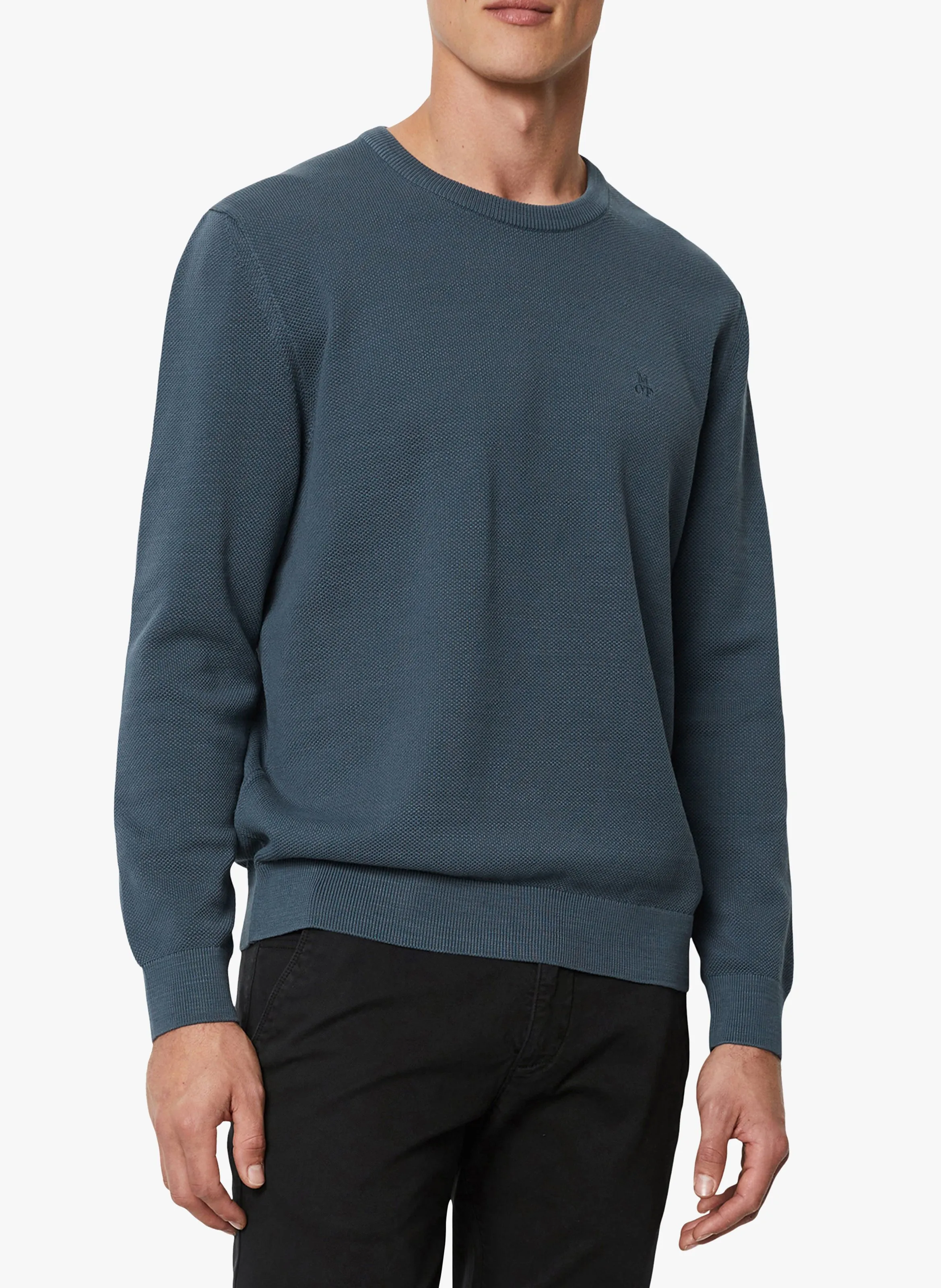  MARC O'POLO   Maglione dritto scollo tondo in cotone bio | Blu