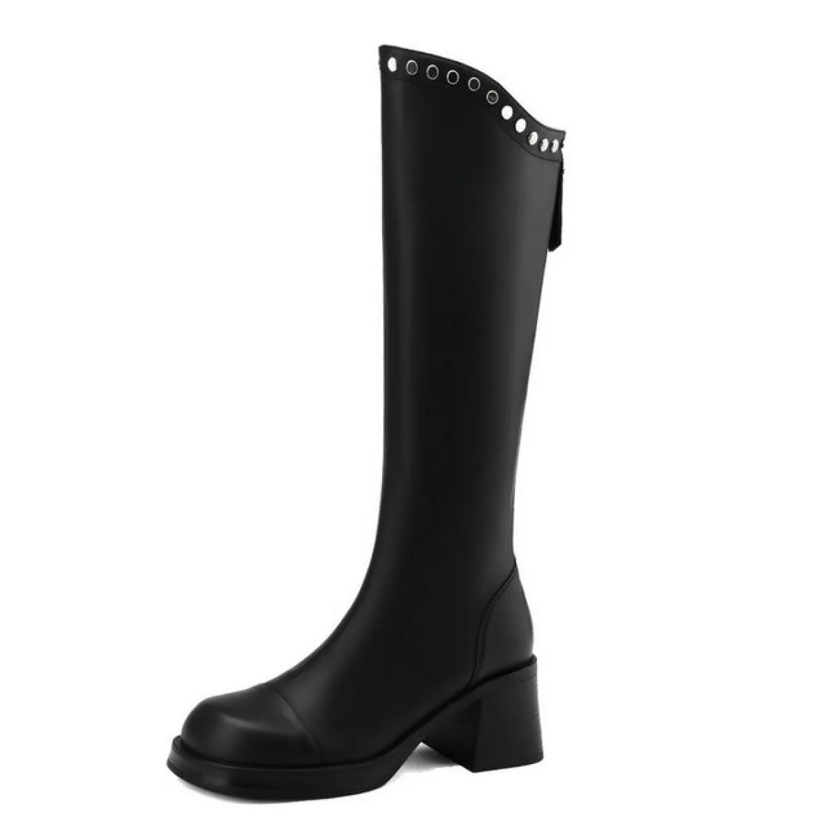 Moda Donna Stivali alti al ginocchio Autunno Inverno Vera pelle Tacchi alti Office Lady Scarpe eleganti Donna