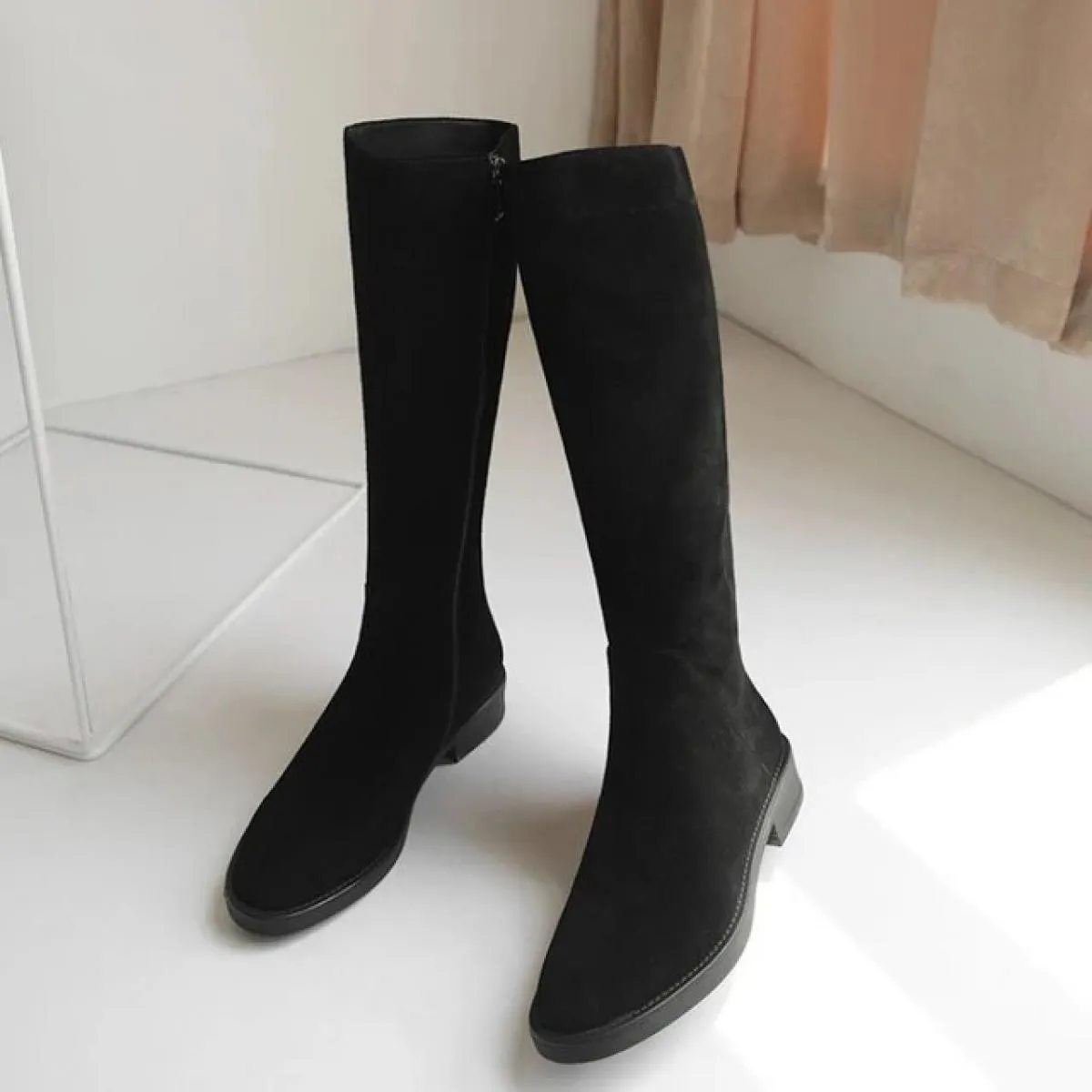 Nuova donna in pelle scamosciata invernale con tacco spesso stivali da donna stivali da equitazione caldi stivali alti antiscivo