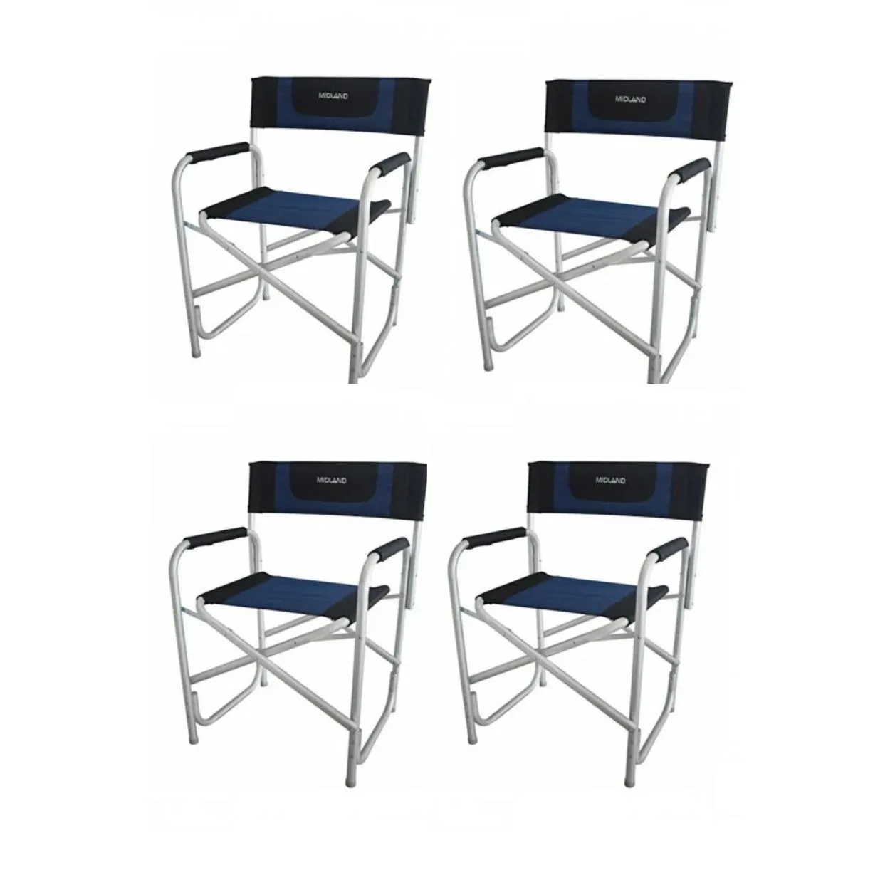 Offerta Set 4 sedie regista da campeggio Midland blu/nera
