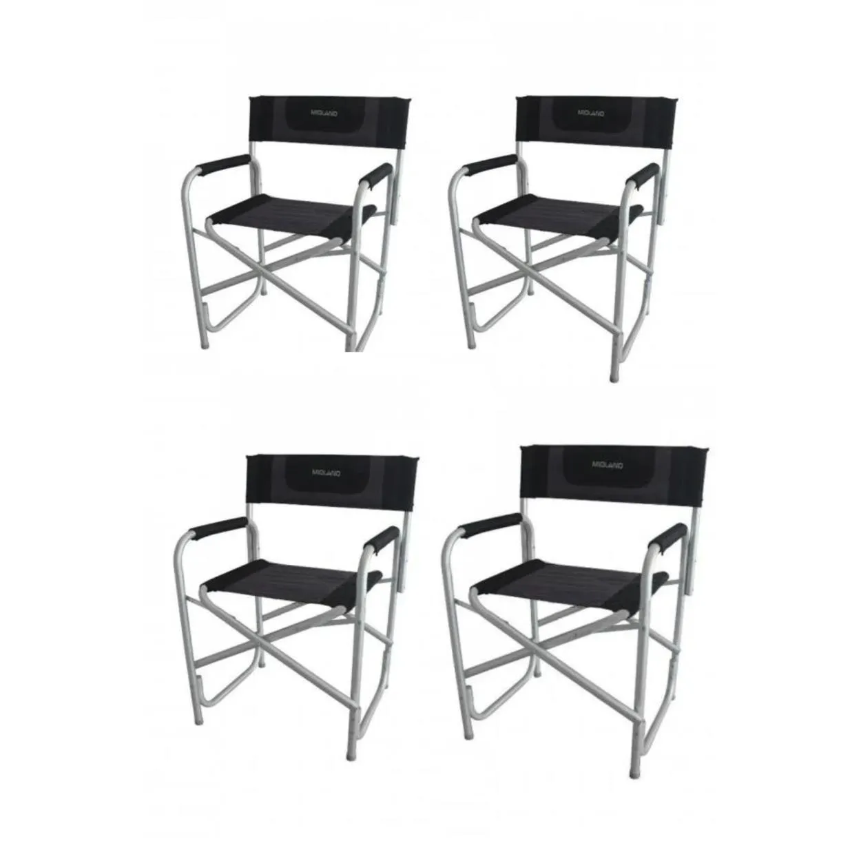 Offerta Set 4 sedie regista da campeggio Midland nero/grigio scuro