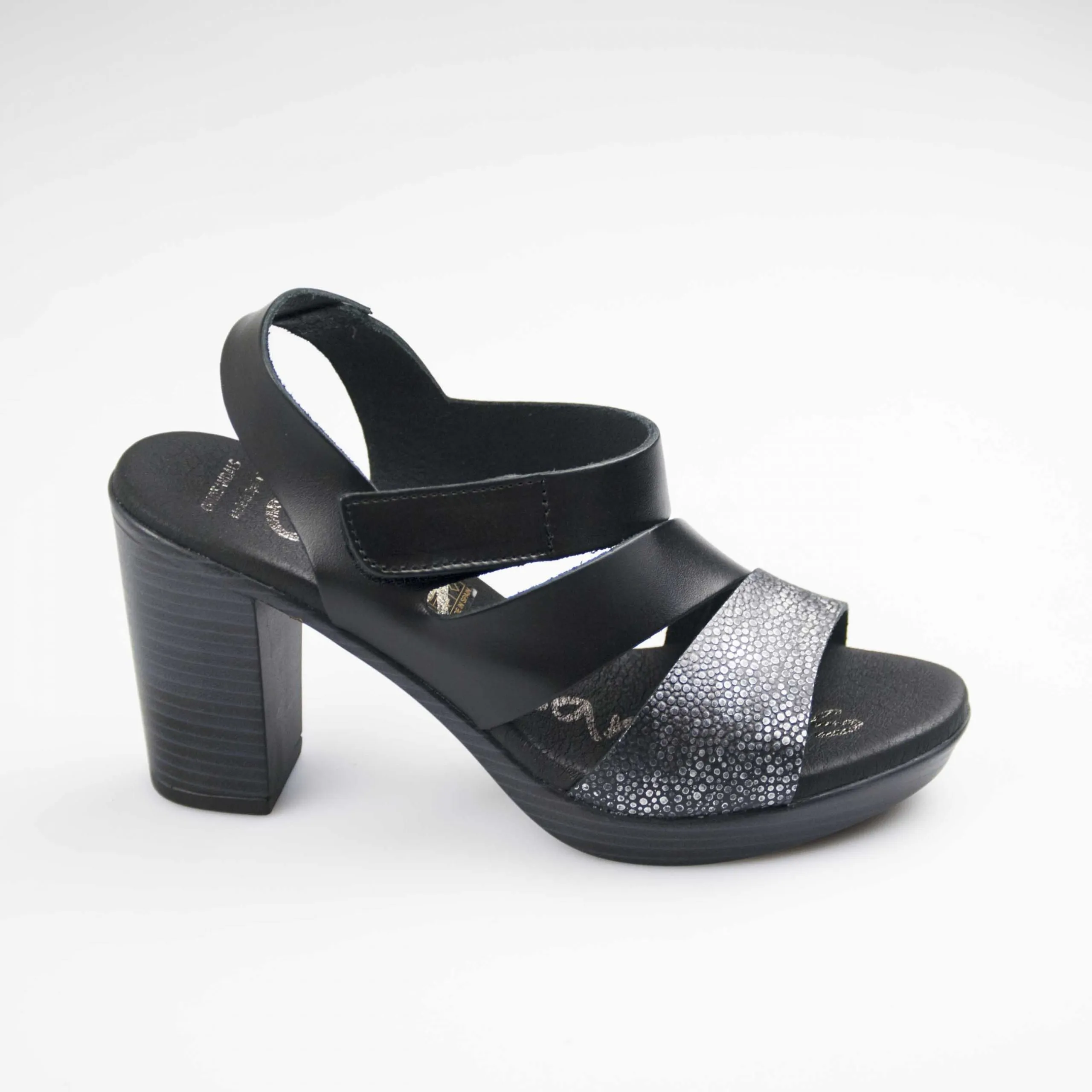 Oh! My Sandals Sandalo con tacco e fasce diagonali pelle nero