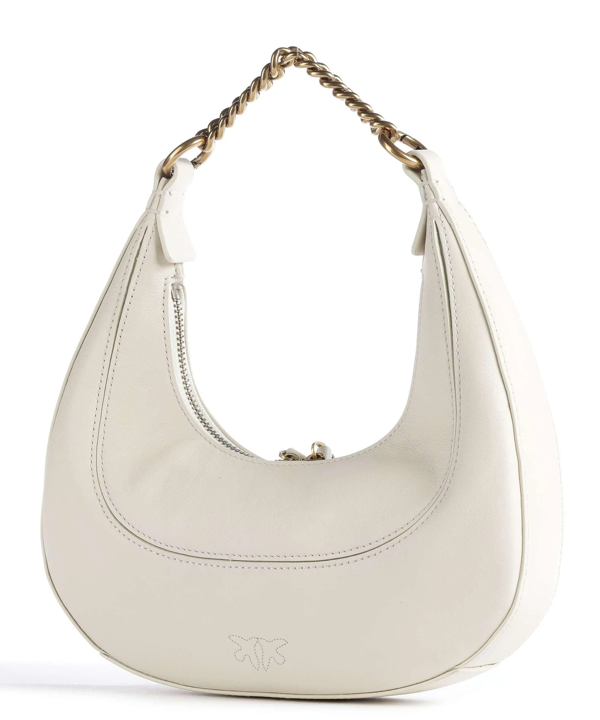  Pinko Brioche Mini Borsa hobo pelle a grana fine avorio  