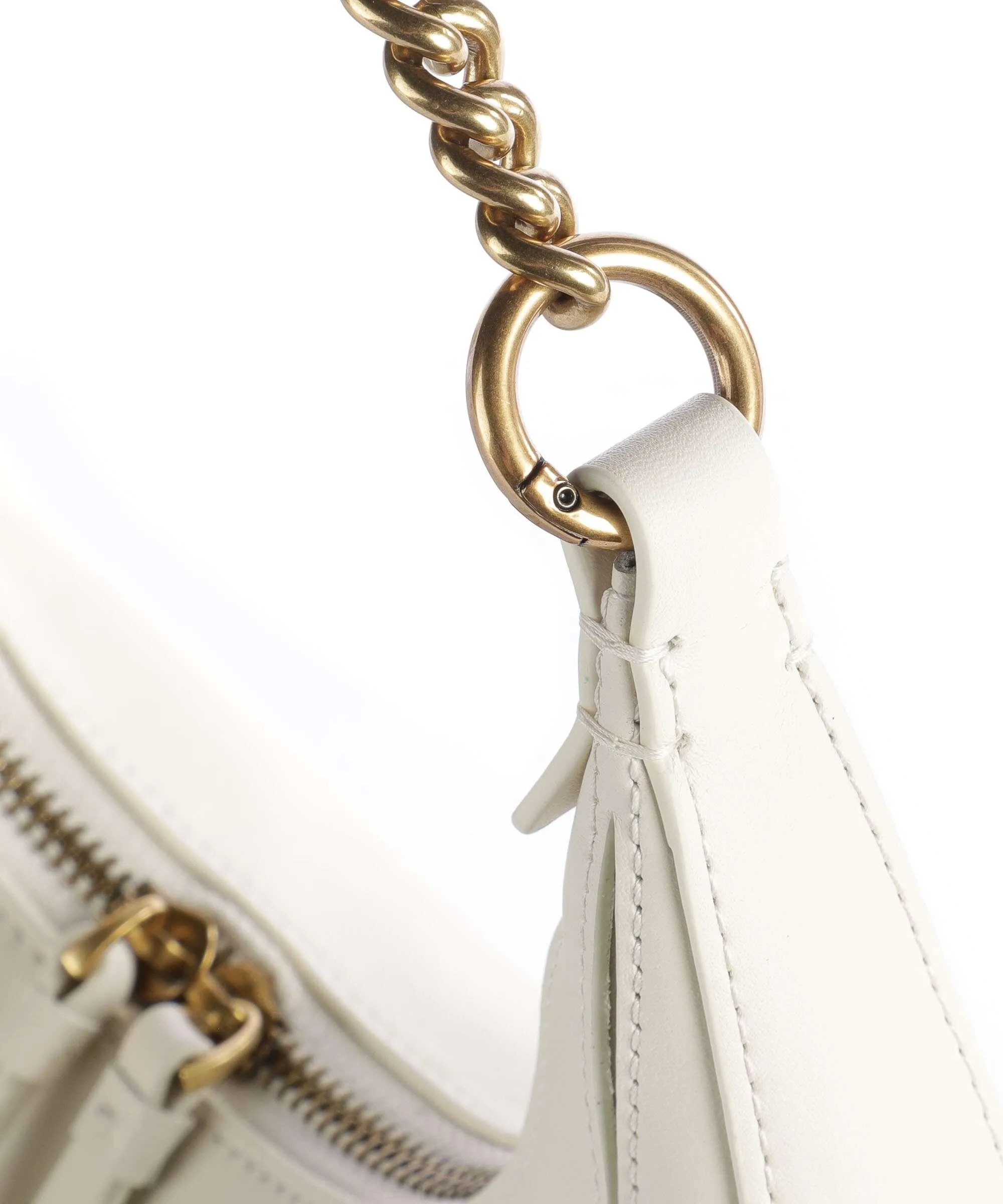  Pinko Brioche Mini Borsa hobo pelle a grana fine avorio  