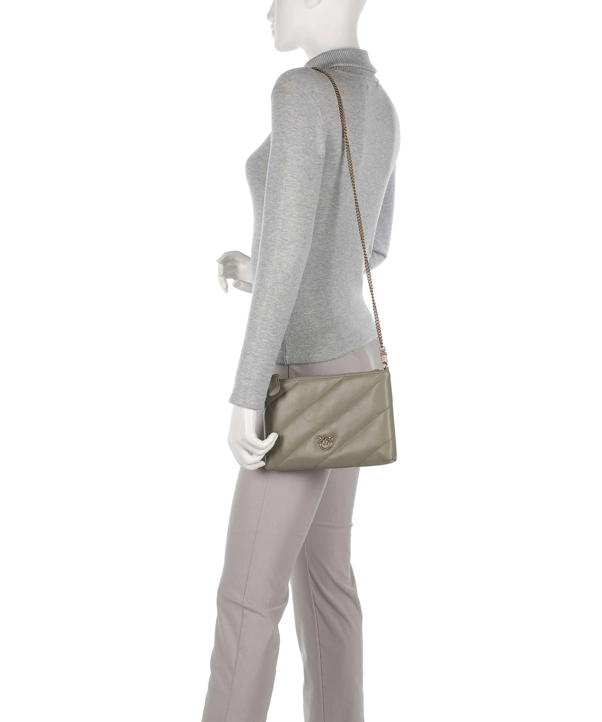  Pinko Flat Borsa a tracolla pelle di pecora taupe  