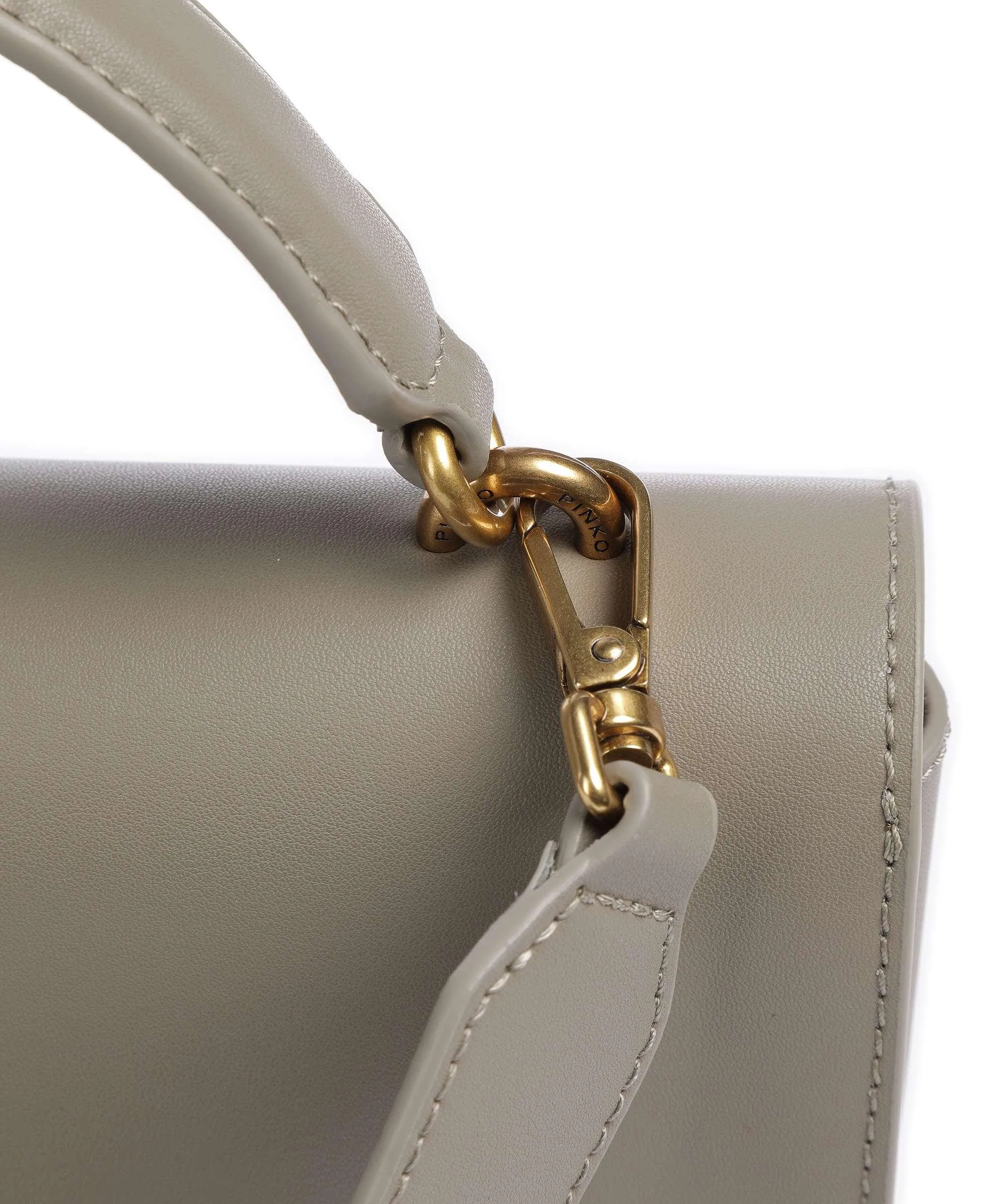  Pinko Love One Classic Borsa a mano pelle di vacchetta finemente grana taupe  