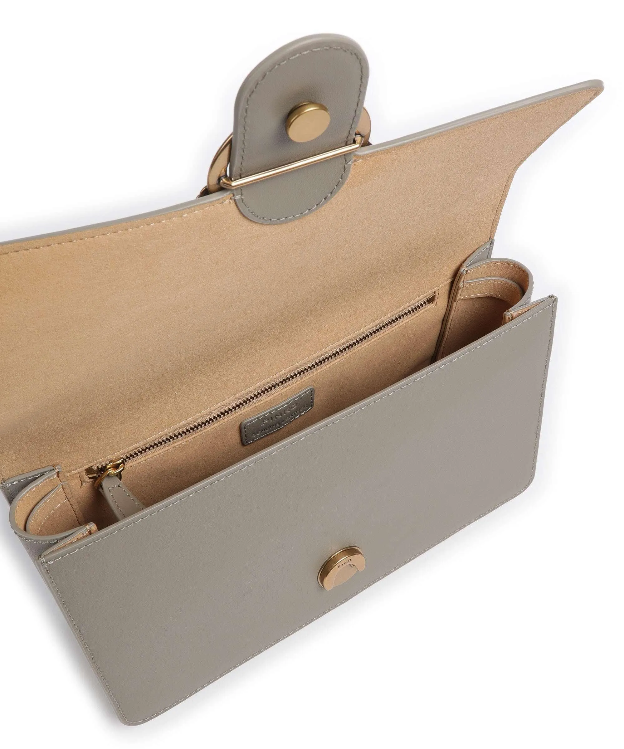  Pinko Love One Classic Borsa a mano pelle di vacchetta finemente grana taupe  