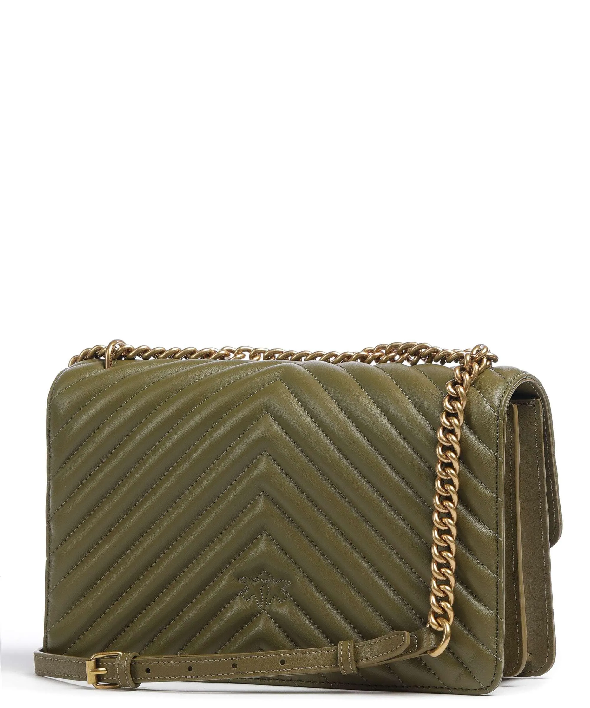 Pinko Love One Classic Borsa a spalla pelle di pecora verde-oliva  