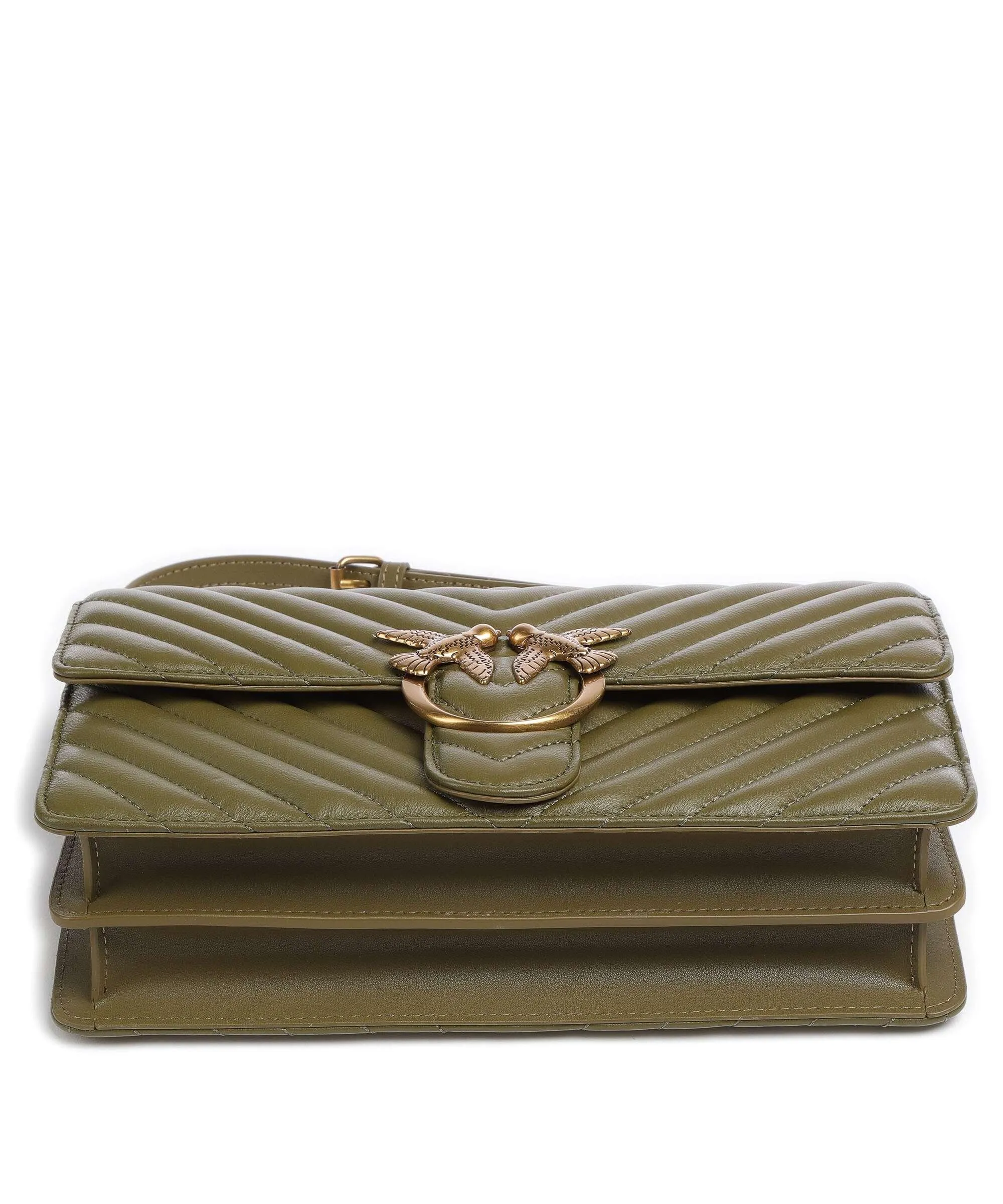  Pinko Love One Classic Borsa a spalla pelle di pecora verde-oliva  