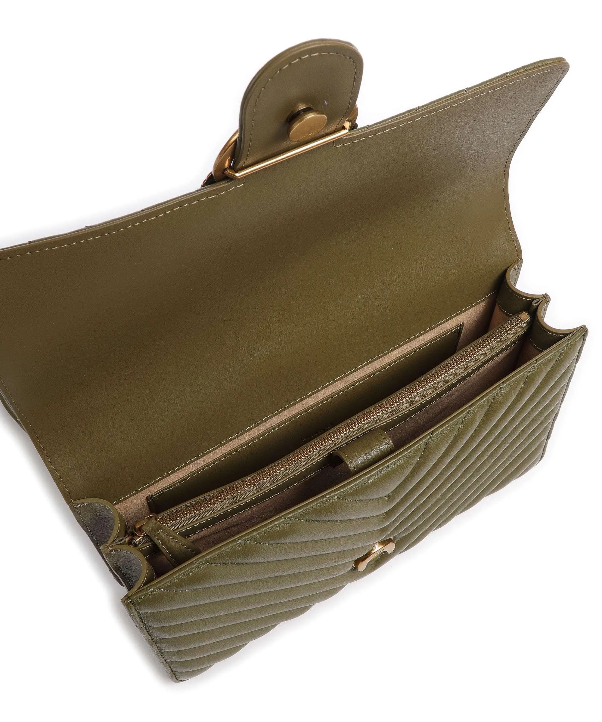  Pinko Love One Classic Borsa a spalla pelle di pecora verde-oliva  