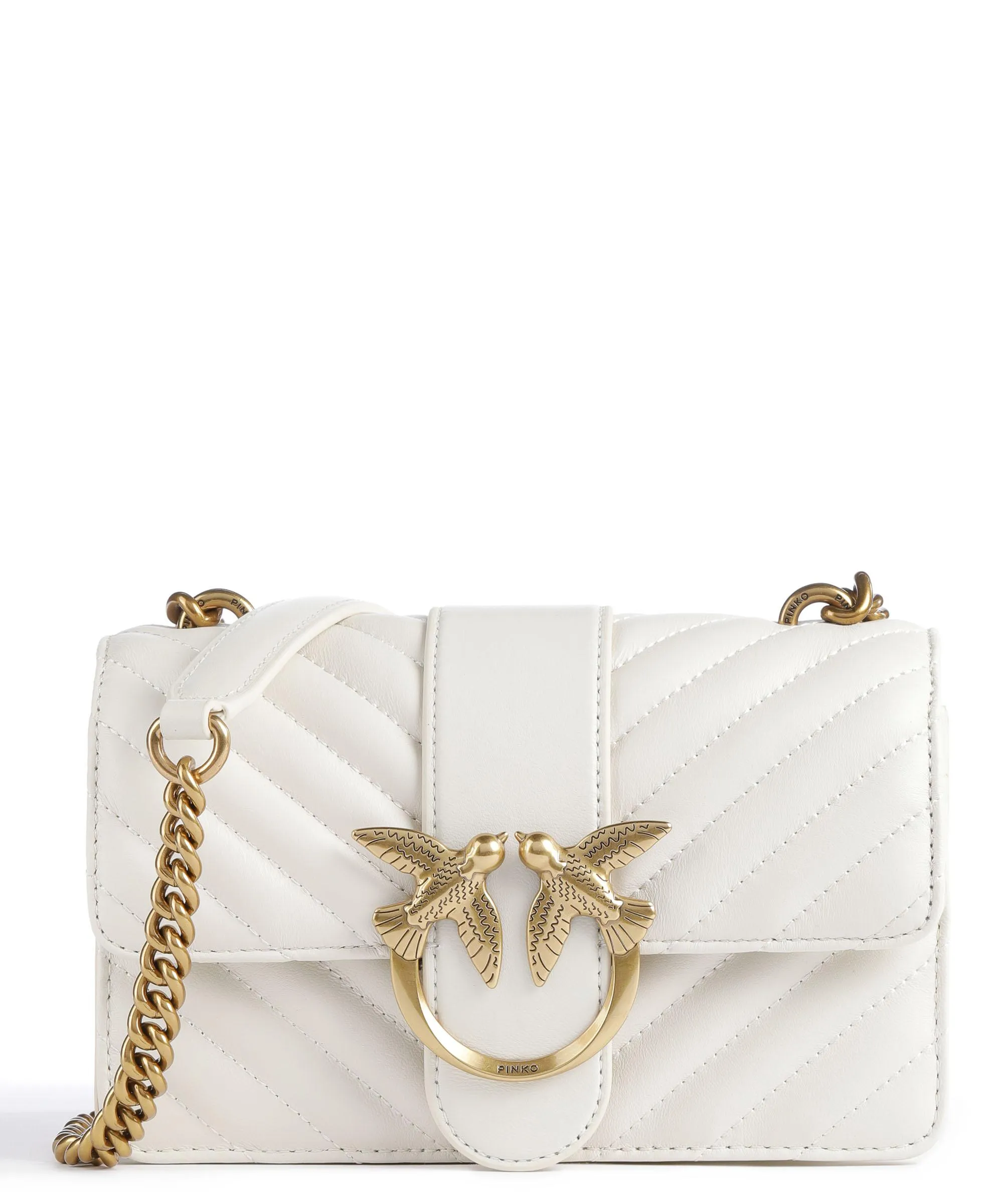  Pinko Love One Mini Borsa a tracolla pelle di pecora bianco  