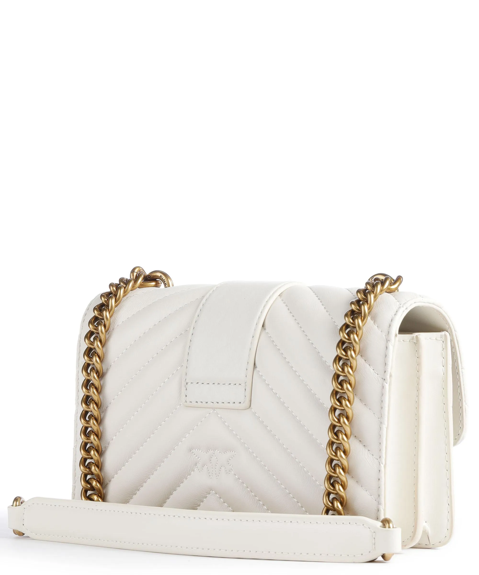  Pinko Love One Mini Borsa a tracolla pelle di pecora bianco  