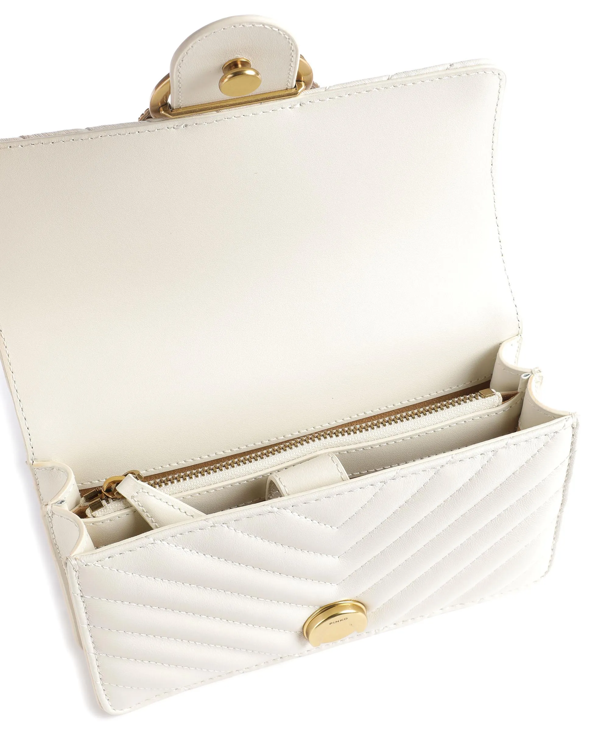  Pinko Love One Mini Borsa a tracolla pelle di pecora bianco  