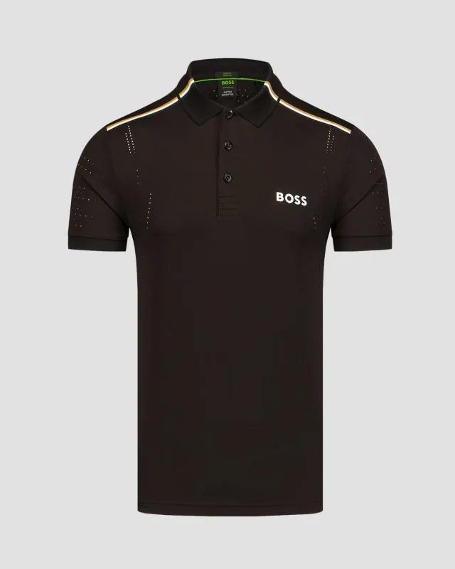 Polo nera da uomo BOSS X MATTEO BERRETTINI Patteo