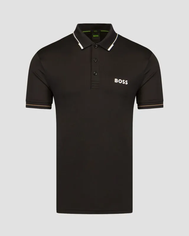 Polo nera da uomo Hugo Boss Paul Pro