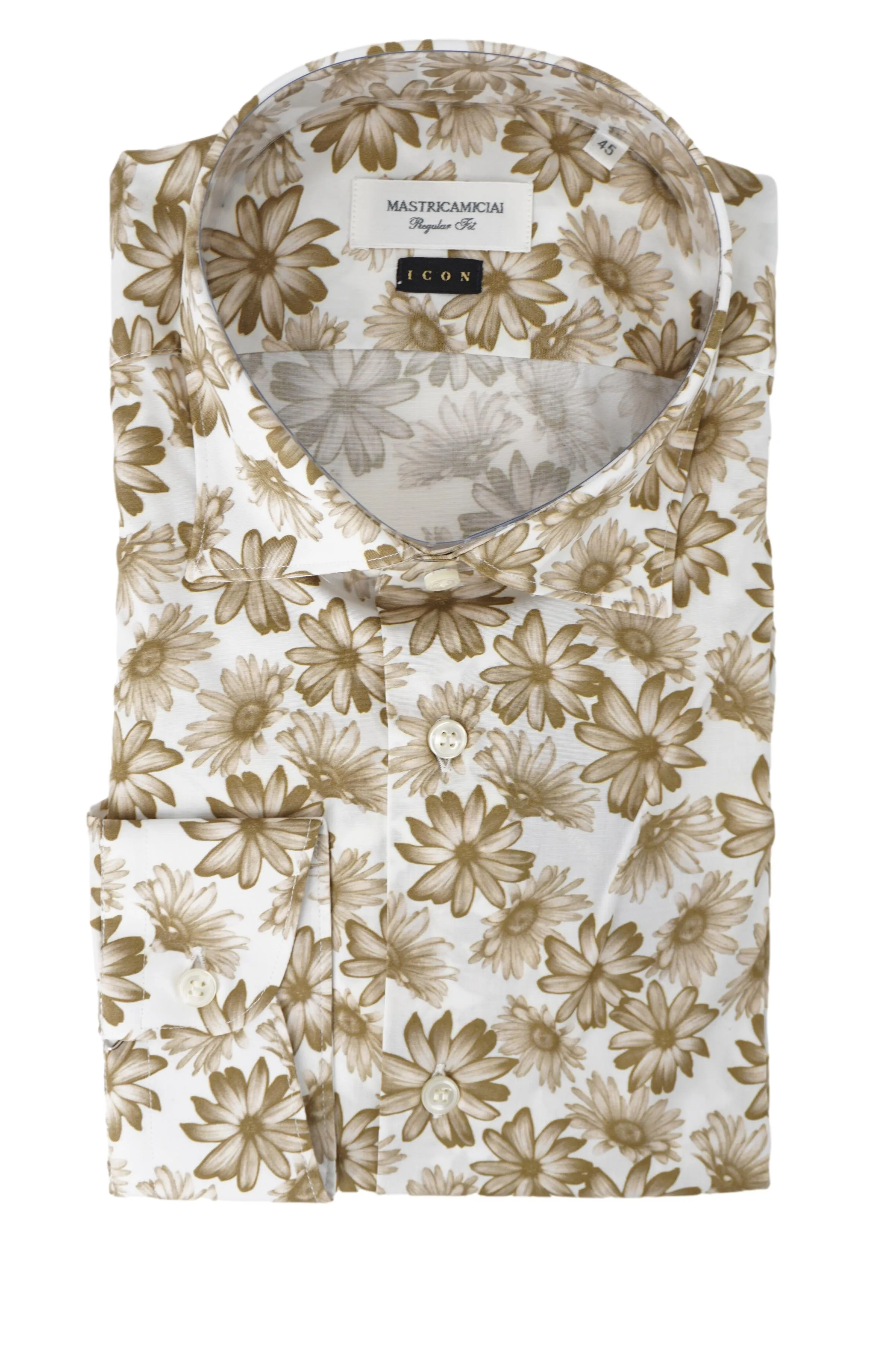 Regular Fit Shirt with Flower Print / Beige
