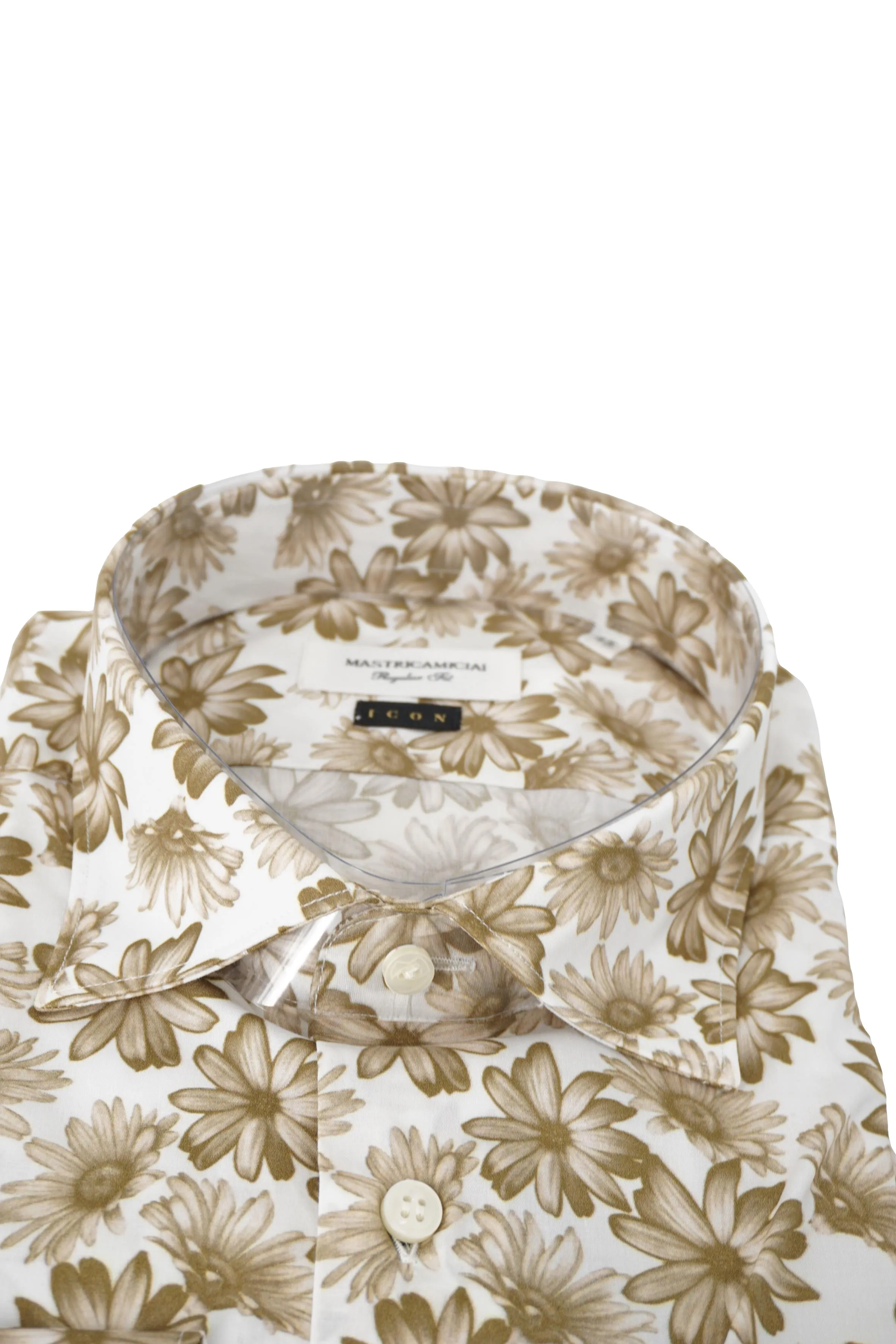 Regular Fit Shirt with Flower Print / Beige