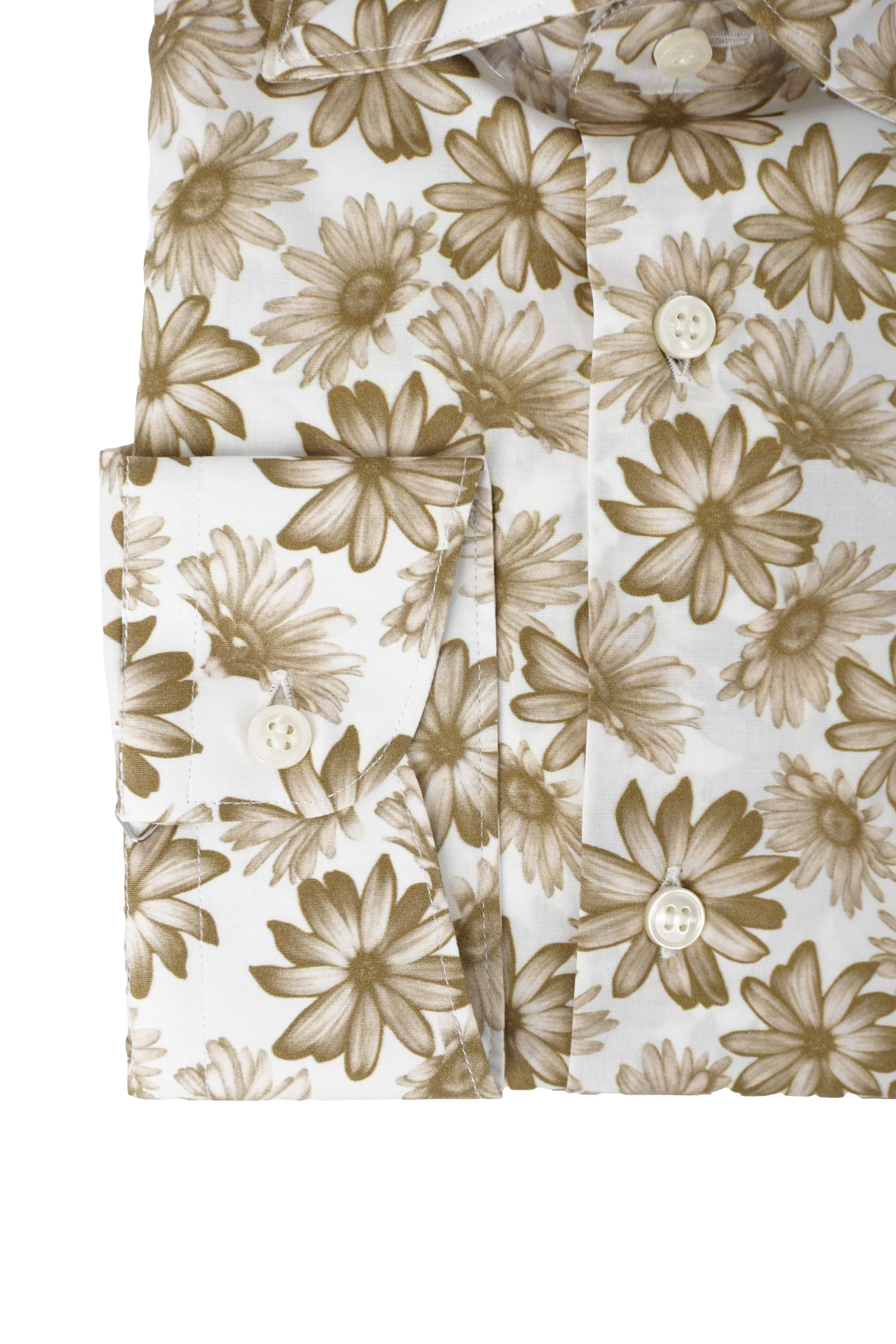 Regular Fit Shirt with Flower Print / Beige