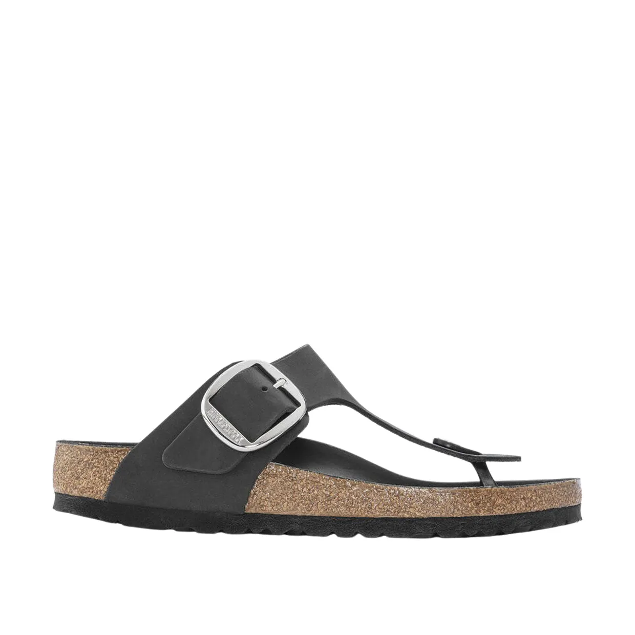 Sandali Birkenstock Gizeh Big Buckle Pelle Oliata Nero