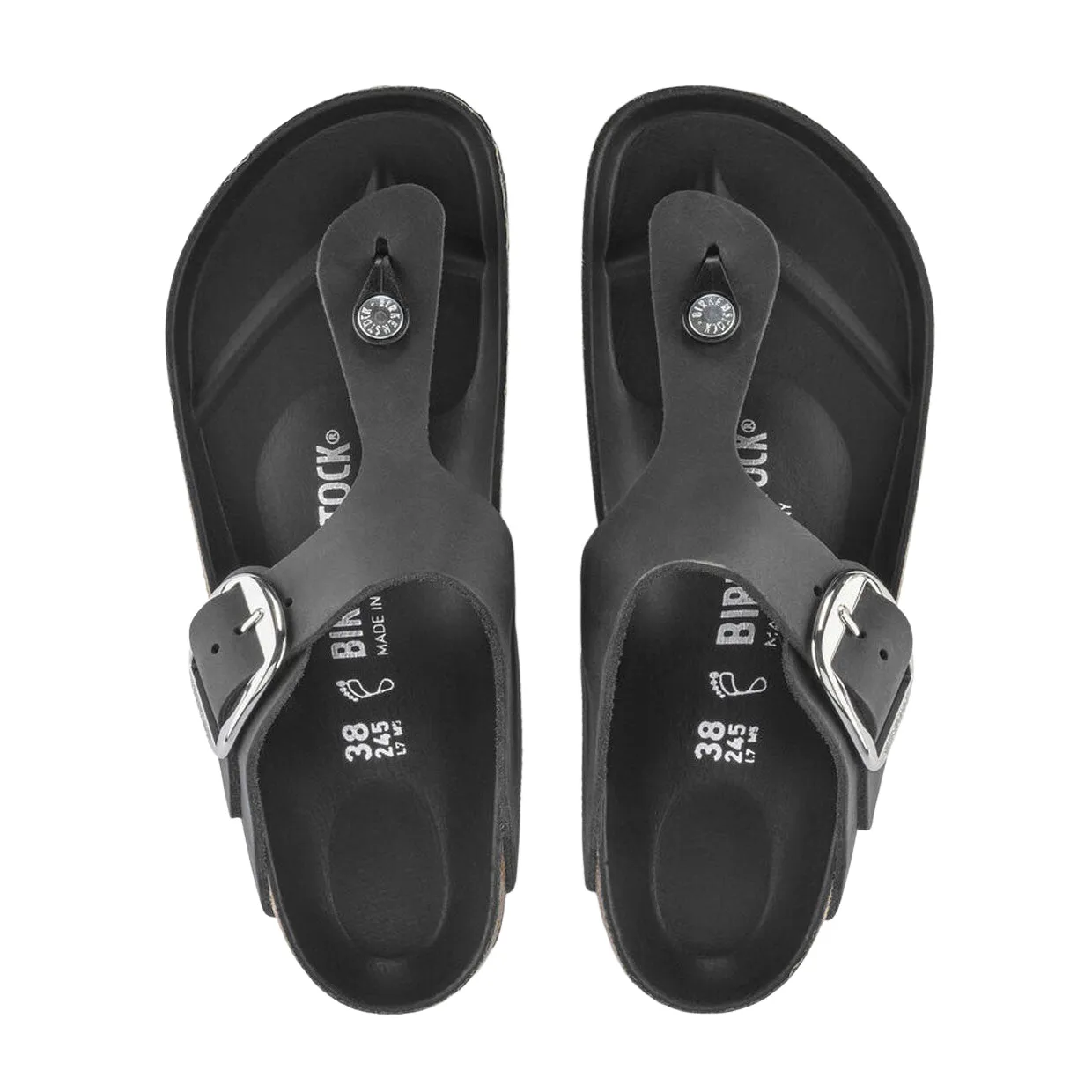 Sandali Birkenstock Gizeh Big Buckle Pelle Oliata Nero