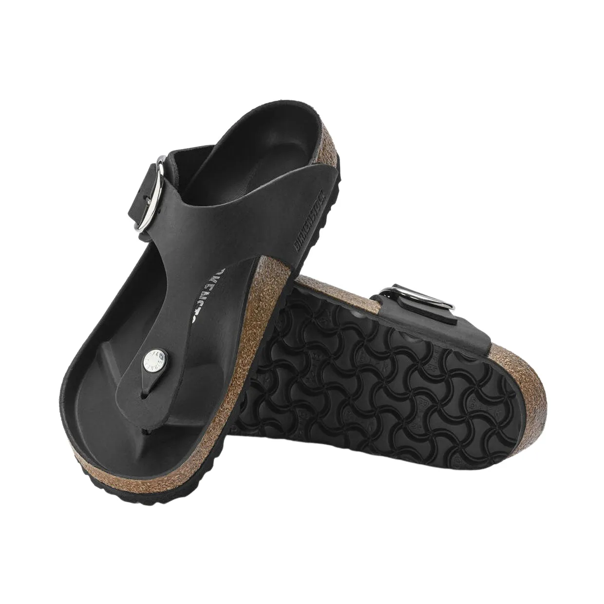 Sandali Birkenstock Gizeh Big Buckle Pelle Oliata Nero