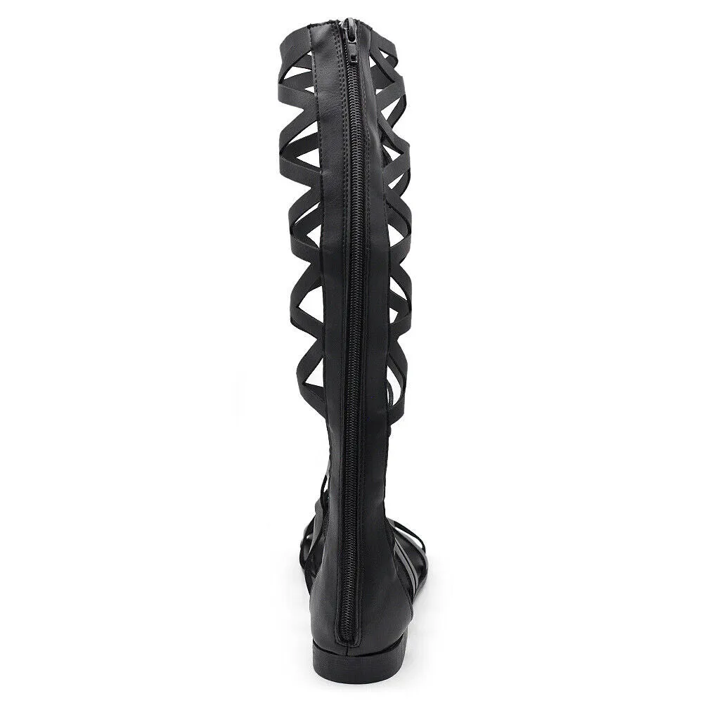 Sandali Gladiatore Stivali Estivi Alti al ginocchio da Donna Stringati L7211