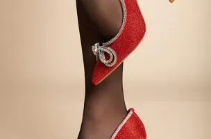 Scarpe con tacco alto e paillettes, rosse