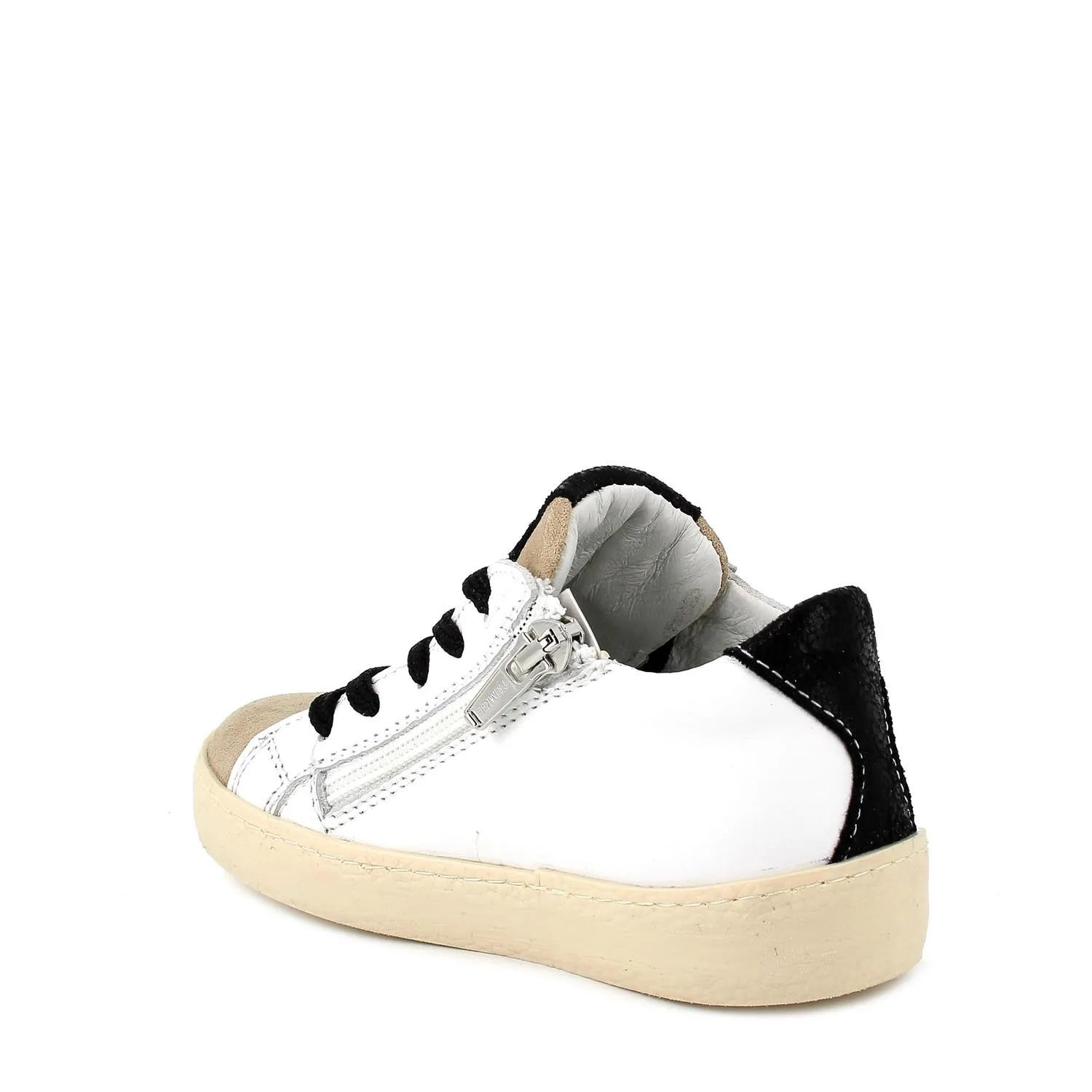 Scarpe in pelle da bambina beige-bianco            