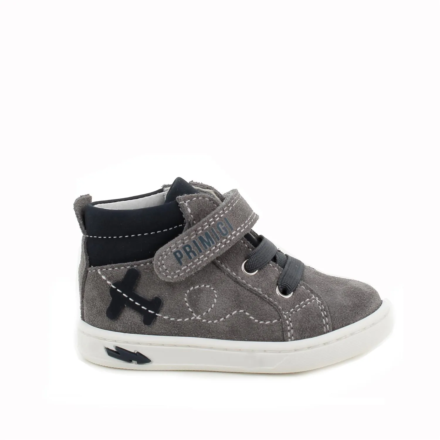 Scarpe in pelle da bambino grigio-blu            