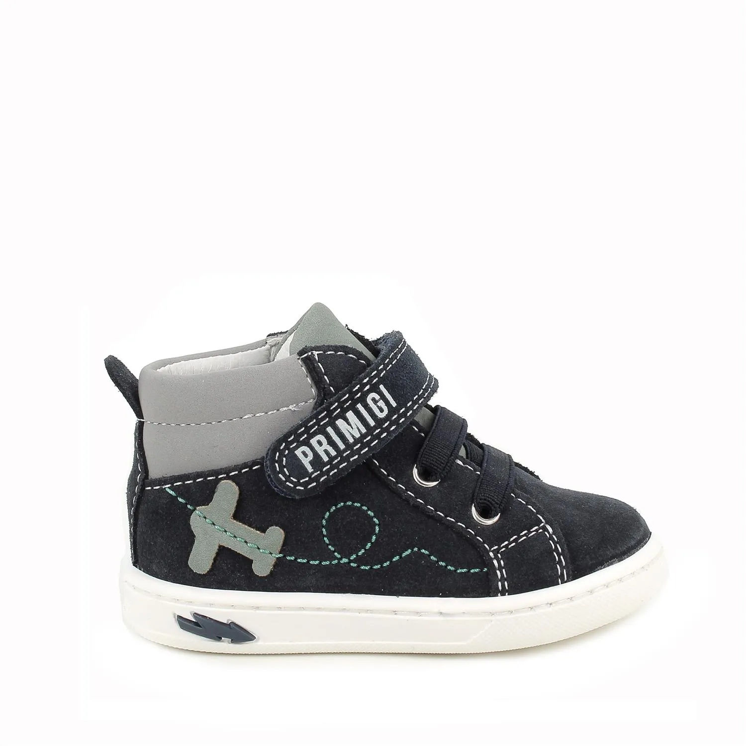 Scarpe in pelle da bambino navy-grigio            