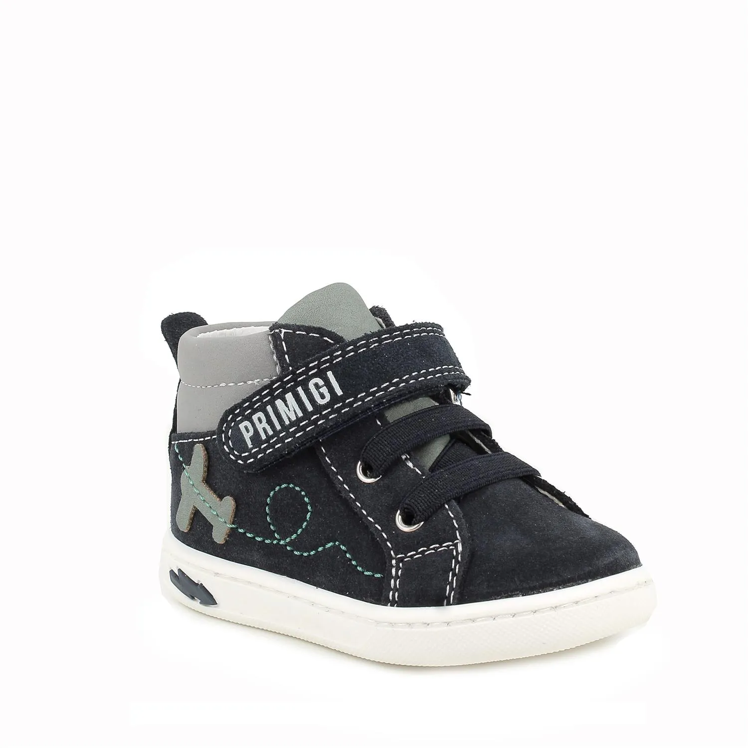 Scarpe in pelle da bambino navy-grigio            