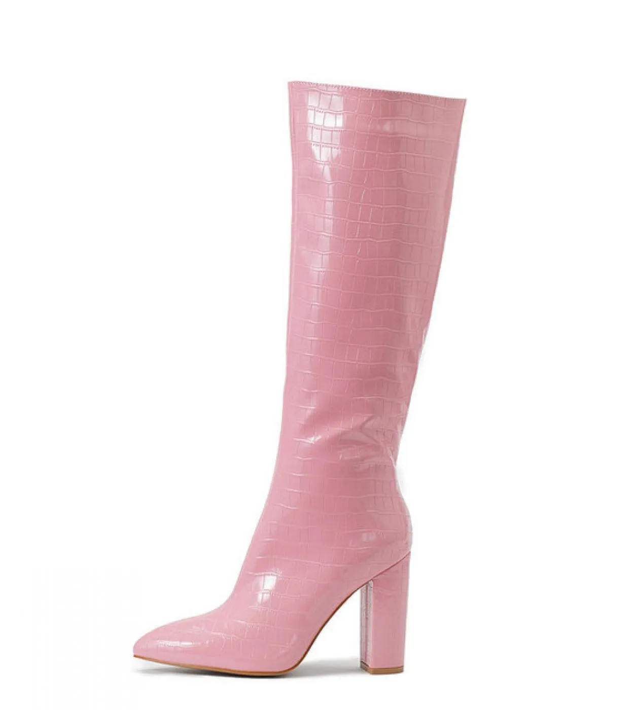Stivali alti al ginocchio da donna in pelle verniciata moda di alta qualità Stivali eleganti con punta a punta Tacchi alti Autun