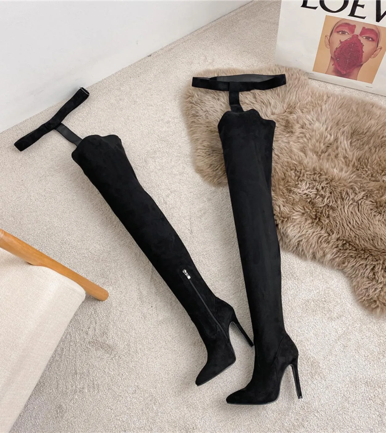 Stivali alti da donna marroni Stivali in pelle serpentina con cerniera fetish Stivali da donna Botas invernali da donna Scarpe l