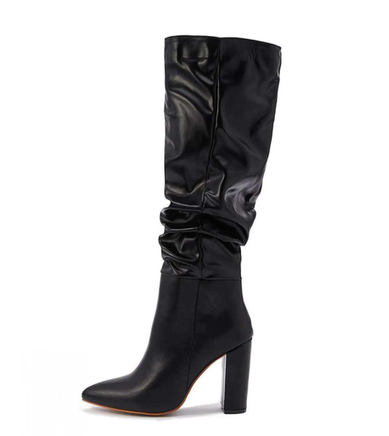 Stivali da donna firmati alla moda con pieghe Stivali autunno inverno in pelle verniciata con tacco alto Stivali alti al ginocch
