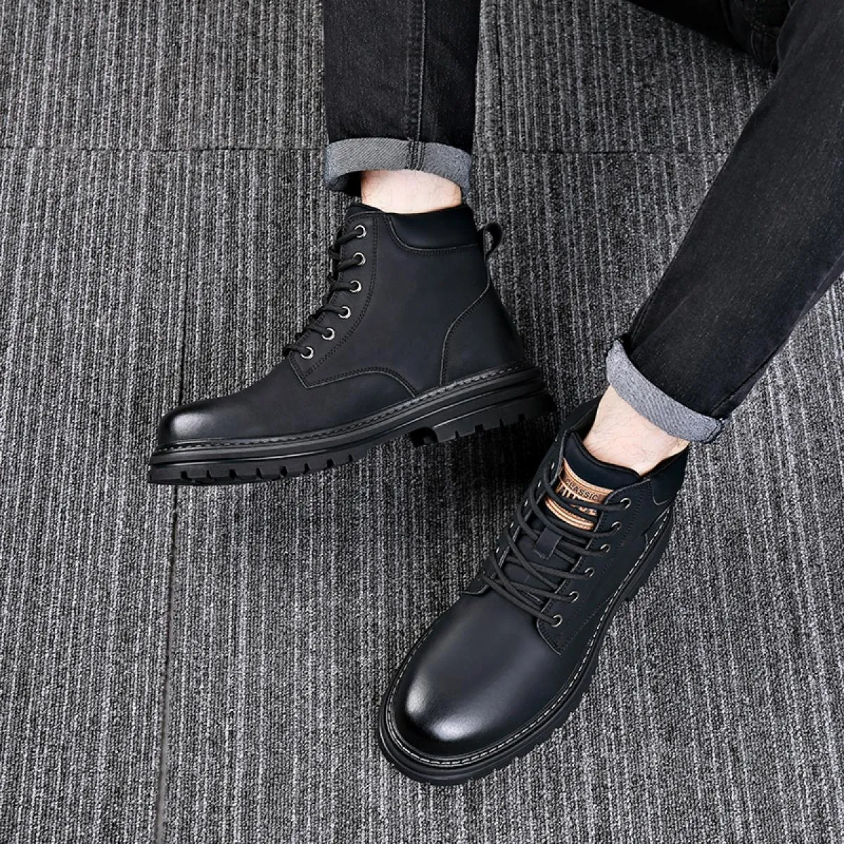 Stivali gialli Stivali Martin in vera pelle autunno Scarpe da lavoro retrò Stivali da deserto alti all'aperto Stile inglese Thi