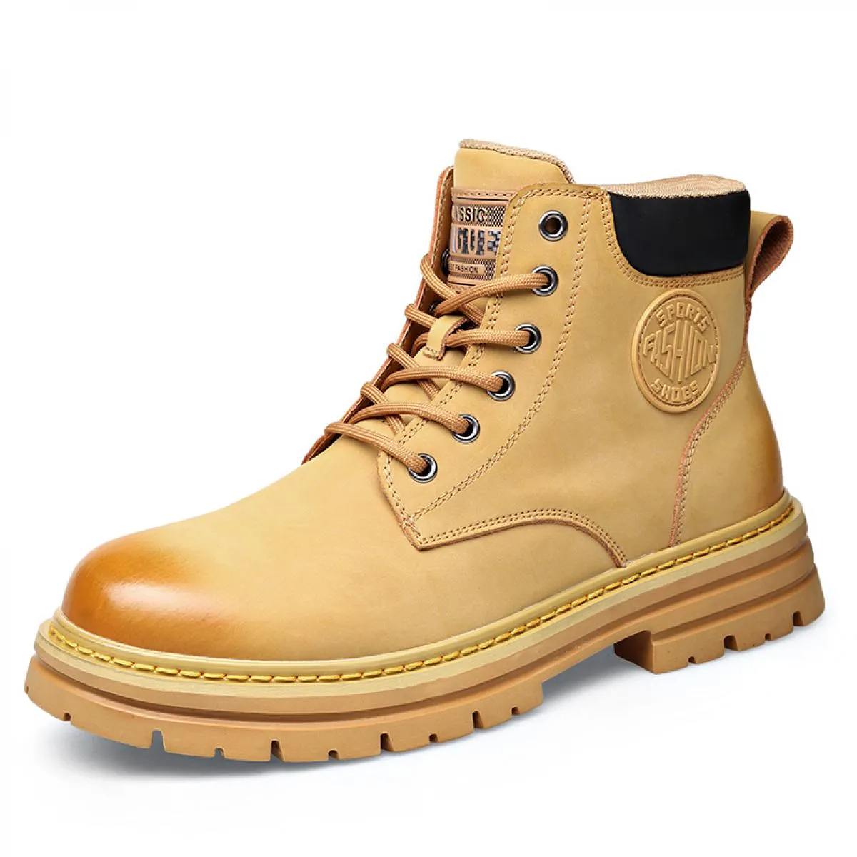 Stivali gialli Stivali Martin in vera pelle autunno Scarpe da lavoro retrò Stivali da deserto alti all'aperto Stile inglese Thi