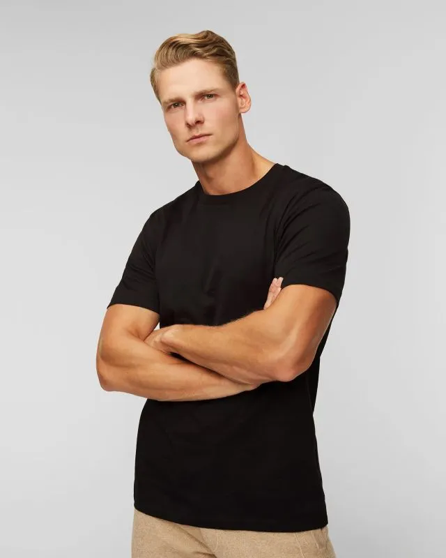 T-shirt nera da uomo con monogrammi Hugo Boss Tiburt