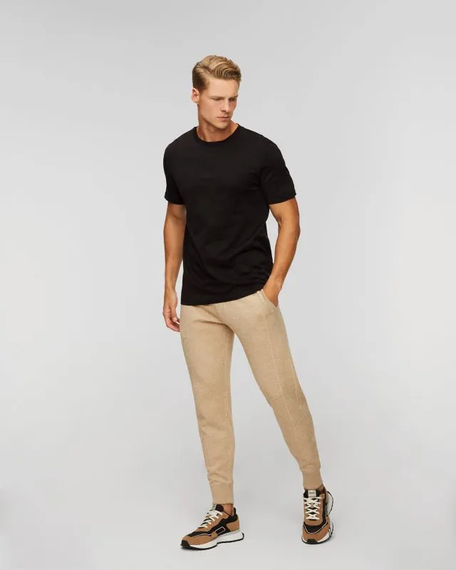 T-shirt nera da uomo con monogrammi Hugo Boss Tiburt