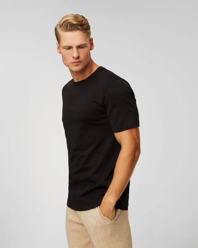 T-shirt nera da uomo con monogrammi Hugo Boss Tiburt