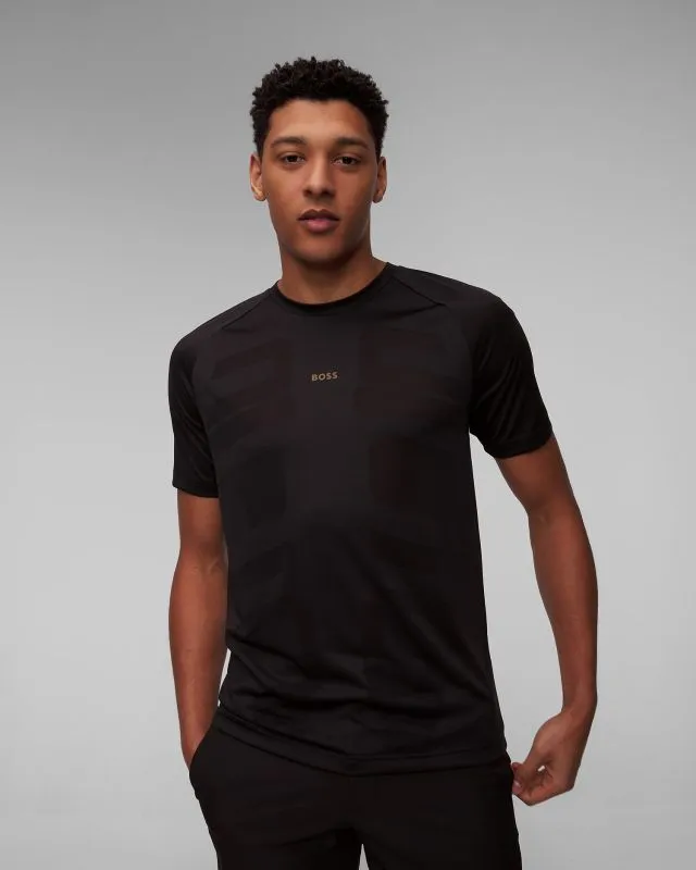 T-shirt nera funzionale da uomo Hugo Boss Tariq