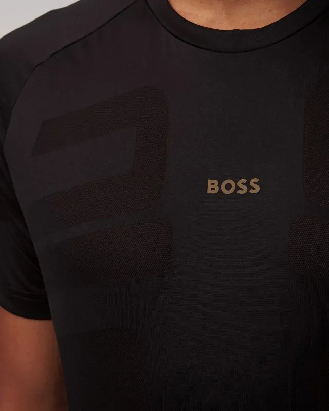 T-shirt nera funzionale da uomo Hugo Boss Tariq