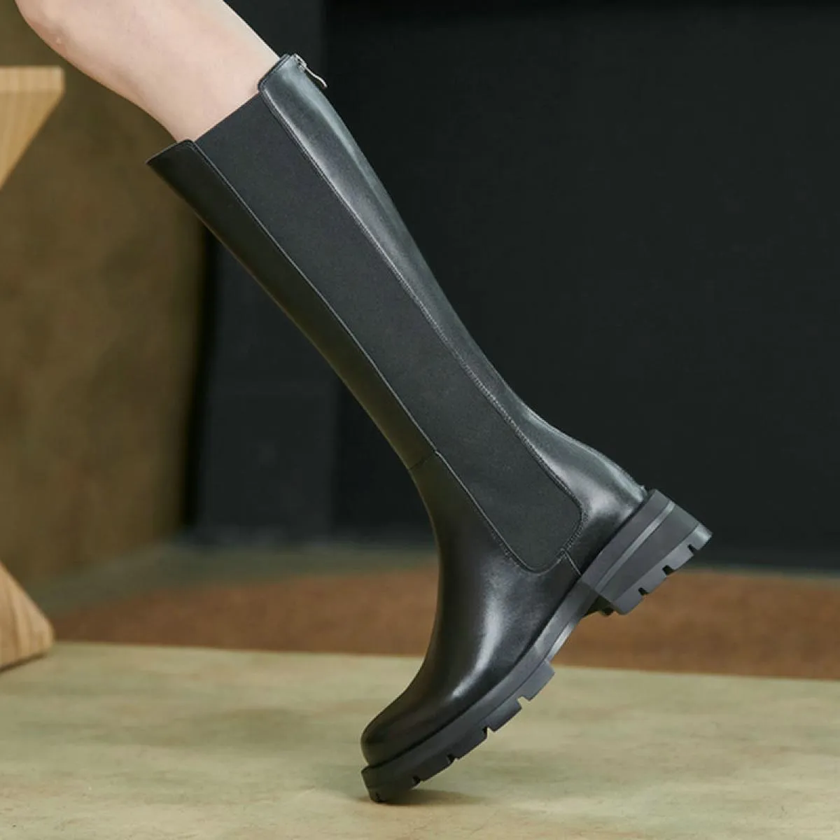 Taglia 33 43 Stivali alti al ginocchio da donna Tacchi medi spessi Stivali freddi Srdding Scarpe Stivali da moto invernali all'a