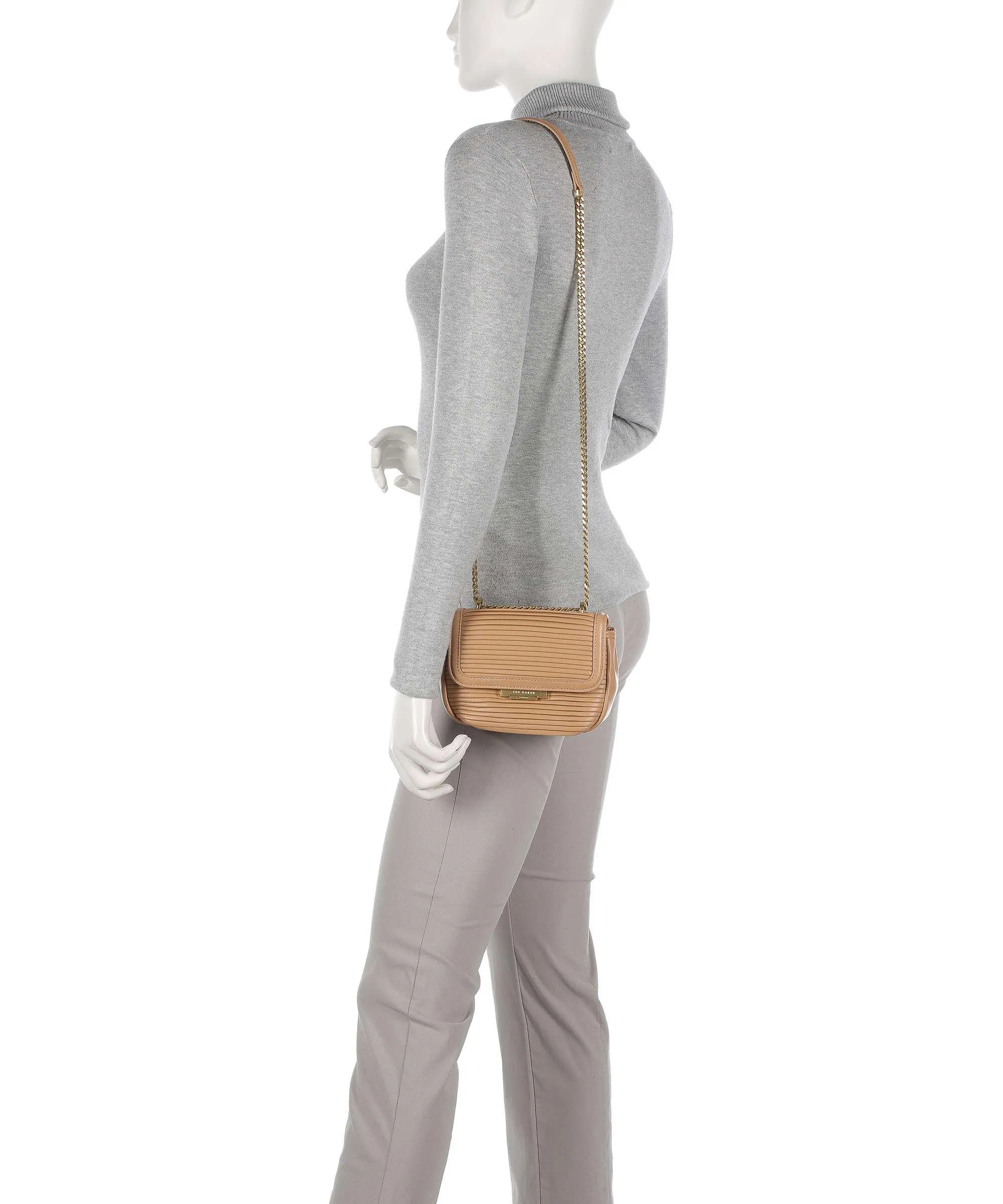  Ted Baker Pyahley Borsa a spalla pelle di capra grana camel  