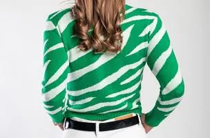 Top lavorato a maglia con maniche lunghe, verde