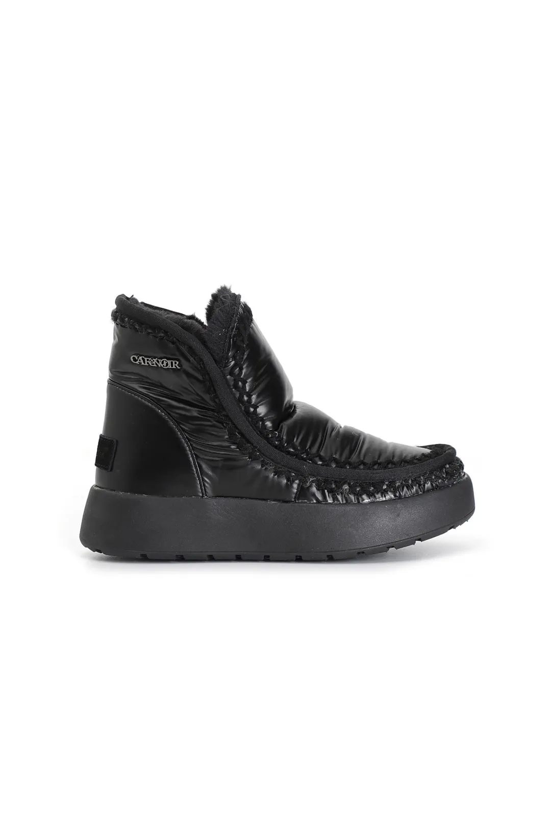 tronchetto in nylon con suola rialzata nero