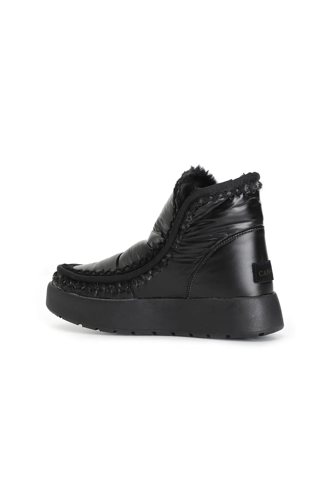 tronchetto in nylon con suola rialzata nero