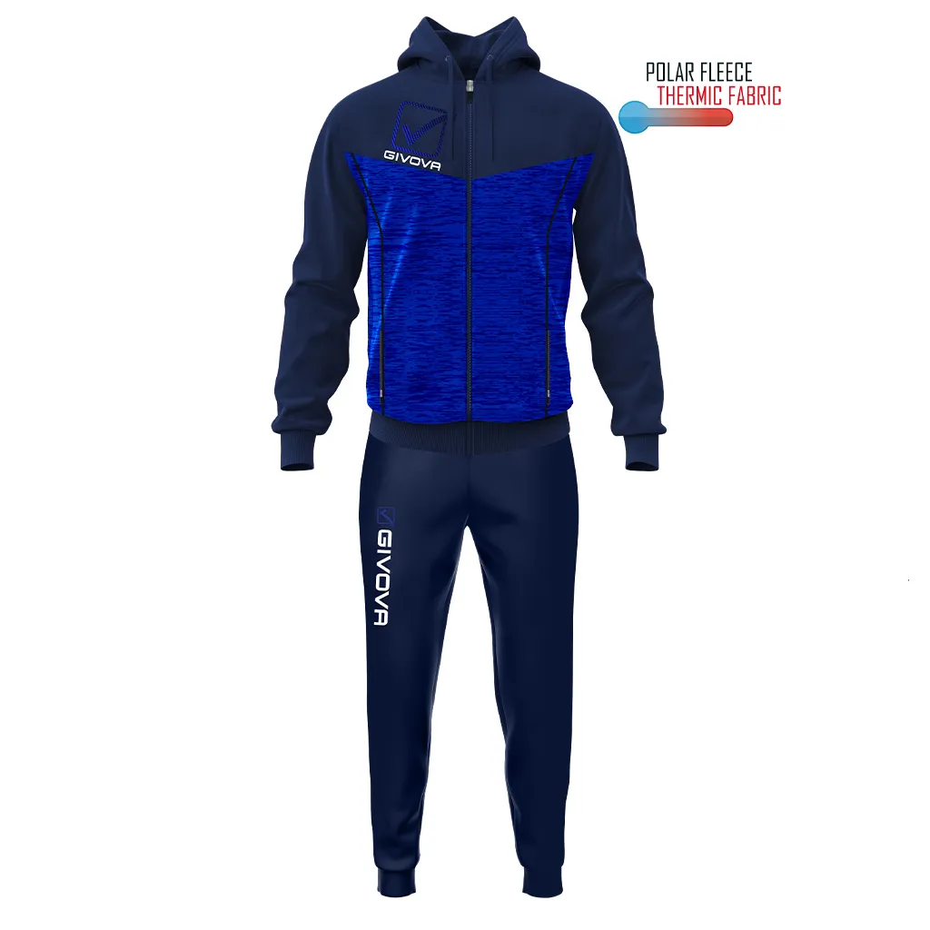 Tuta Givova cotone Garzata con cappuccio colore Blu/Azzuro